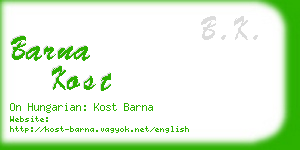 barna kost business card